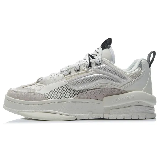 LiNing Skateboard Shoes Men Low-Top Snow White
