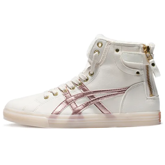 Asics Double Clutch Skateboarding Shoes Women's High-top Cream White/gold