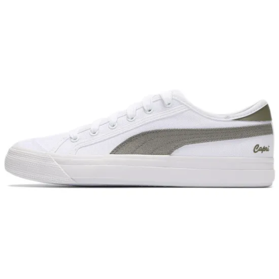 Puma Capri Skateboarding Shoes Unisex Low-top Puma White/brown-olive