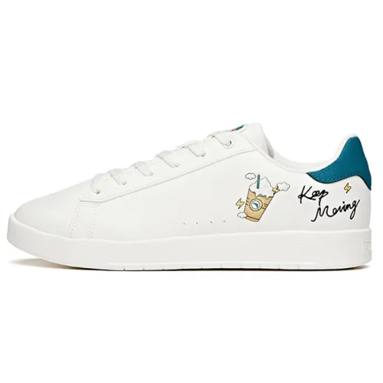 ANTA Life Collection Skateboard Shoes Men Low-Top Ivory White/Numbers Green