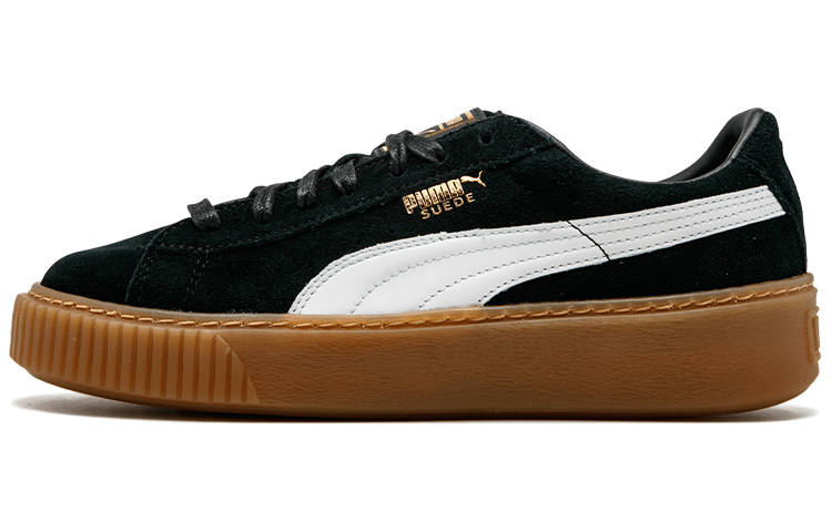 PUMA Пума 2 этаж. кожаный Низкий ботинок на платформе из кожи панель обувь женский черный простой версия
