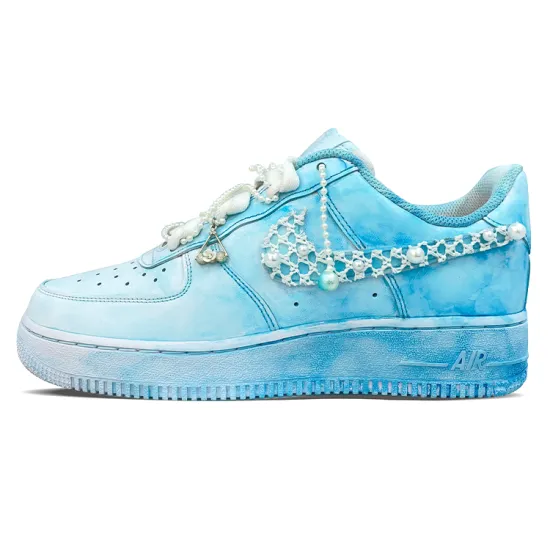 Nike Air Force 1 Air Force 1 Anti-Slip Wear-Resistant Low-Top Skateboard Shoes Women's Light Blue