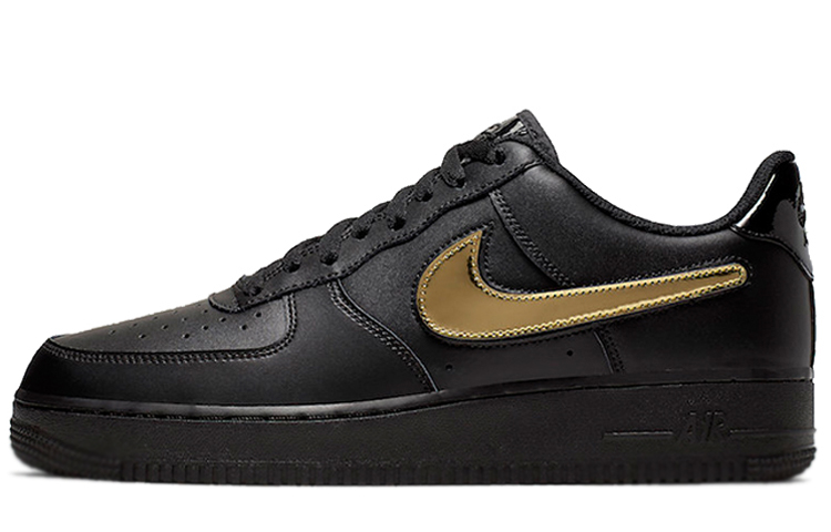 Nike Air Force 1 Low Unisex Skate Shoes Black Gold