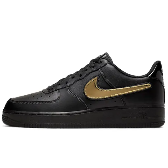 Nike Air Force 1 Black Metallic Gold Removable Swoosh Pack