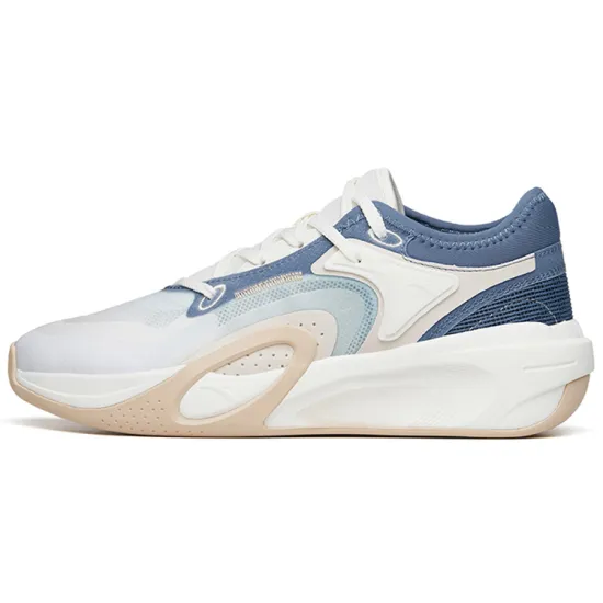ANTA Skateboard Shoes Men Low-Top Ivory White/Chessboard Grey/River Water Blue