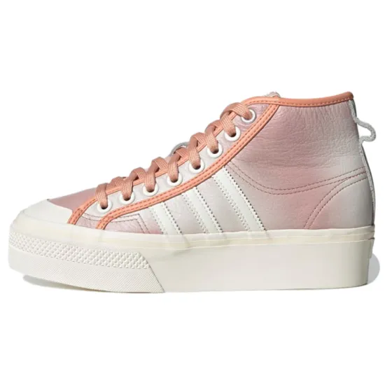 Adidas Originals NIZZA Series Skateboard Shoes Women's Mid-top Beige/Pink