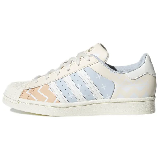 Adidas Originals Superstar Series Skateboard Shoes Women's Low-top Beige/Blue