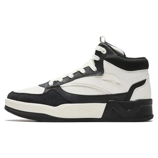 Anta Cushioning Wear-Resistant High-Top Skateboard Shoes Men's White Black