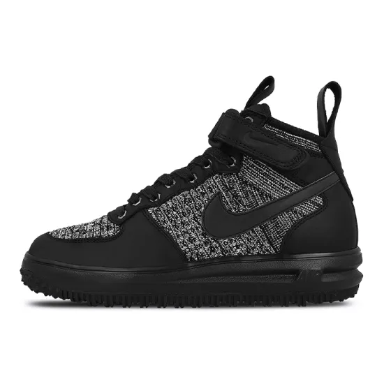 Nike Lunar Force 1 Skateboarding Shoes Women's High-top Black/Gray