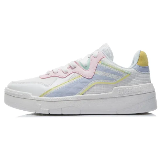 LINING Wave Skateboard Shoes Women's Low-Top Mist White/Light Blue