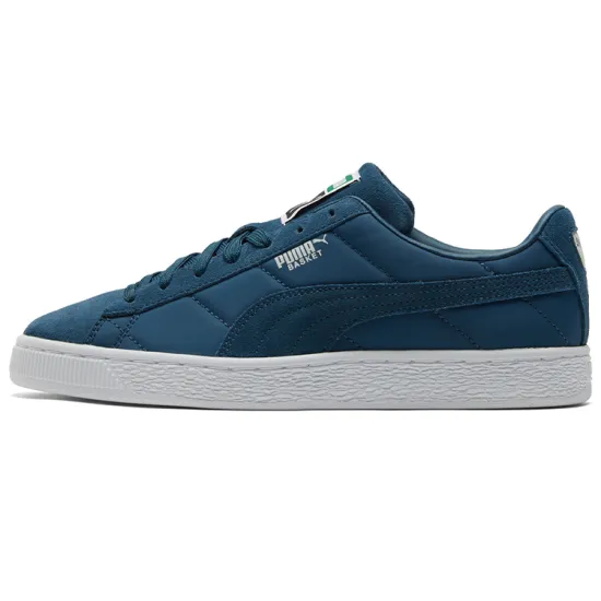 PUMA Basket Skateboarding Shoes Unisex Low-top White/Royal Blue/Fern Green