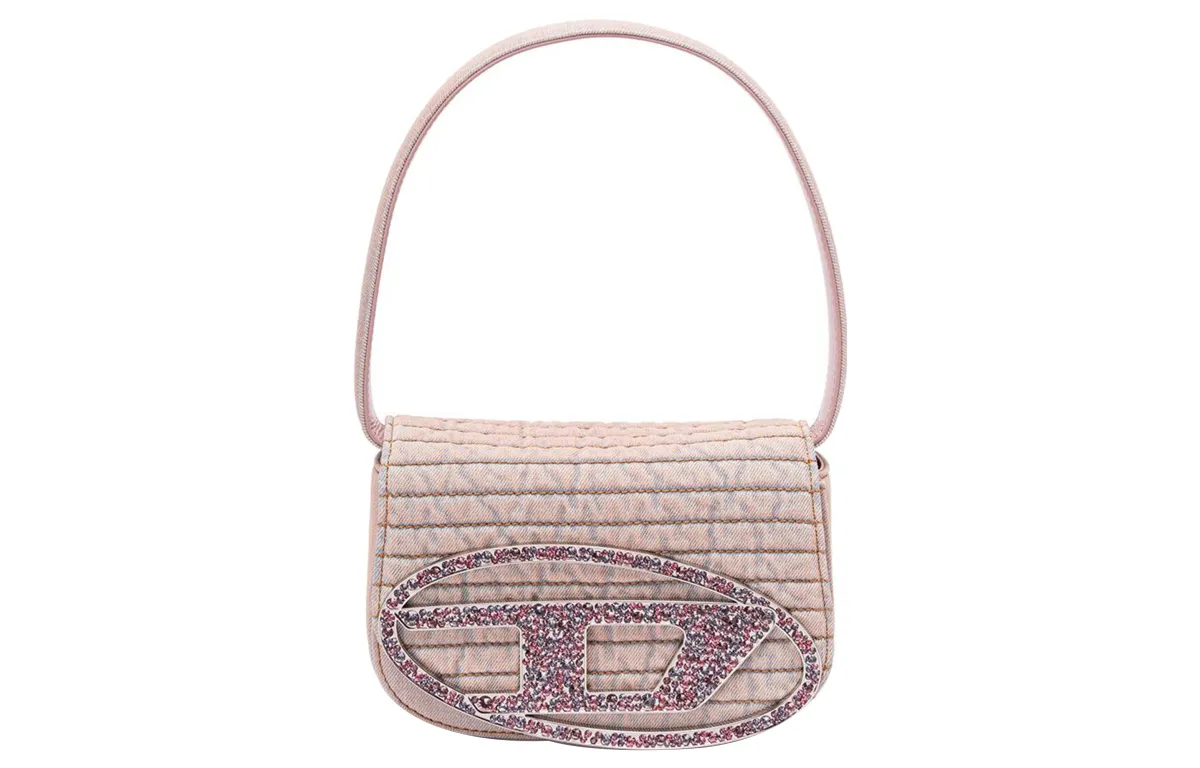 DIESEL Cotton With Cow Leather Portable Crossbody Bag, Shoulder Bag Women's Pink