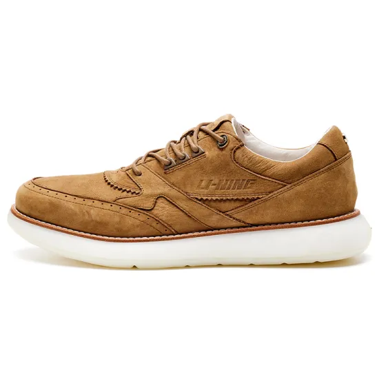 LI-NING 1990 Commuter Series Skateboard Shoes Men Low-Top Tan