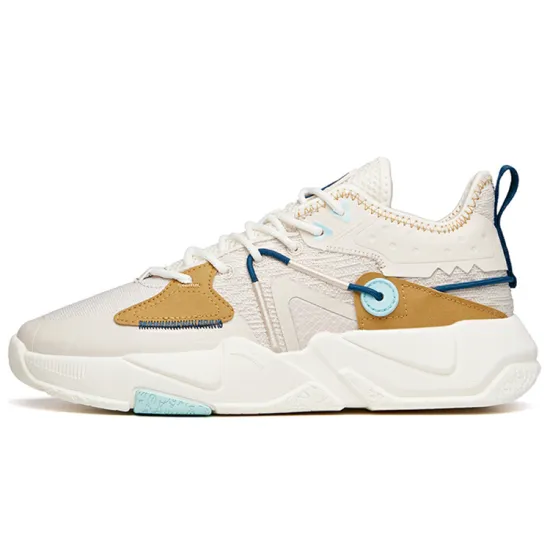 ANTA Life Collection Skateboard Shoes Men Low-Top Muddy Sand Grey/Golden Stone Brown/Ivory White