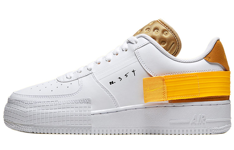Nike Air Force 1 Low Drop Type N.354 Unisex Skate Shoes White/Gold Suede/Club Gold/University Gold