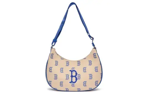 MLB Denim Dumpling Bag, Shoulder Bag, Handbag Women's Brown