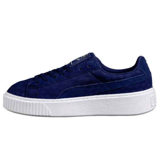 Puma Basket Skateboarding Shoes Women's Low-top Blue