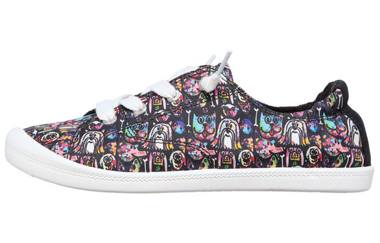 Skechers Skech Beach Bingo Canvas Tagging Tails Couring Head со шнурками Низкая банда панель обувь женский черный