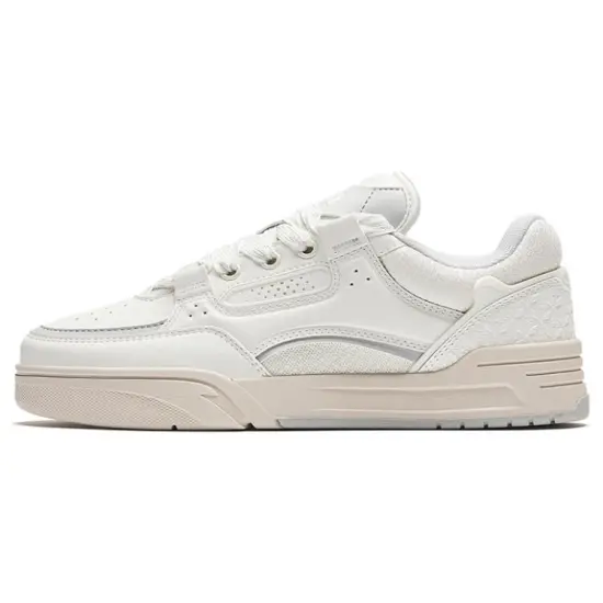 Anta Qike Puffy Shoes Low-Top Skateboard Shoes Women's Ivory White