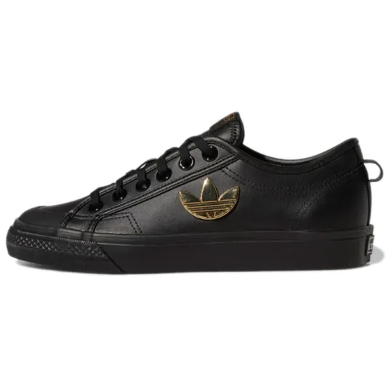 Adidas Originals Trefoil Skateboard Shoes Women's Low-top Carbon Black/gold