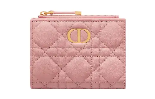 DIOR Caro Calfskin Wallet Women's Pink