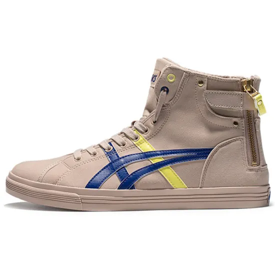 Asics Double Clutch Skateboarding Shoes Men High-top Light Brown/blue