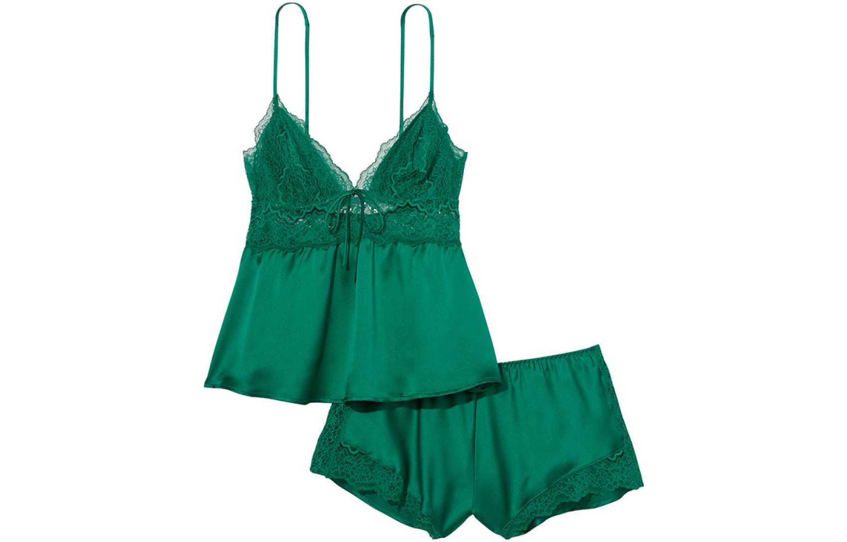 Victoria's Secret Sexy elastic lace top with cups, pijama, green set