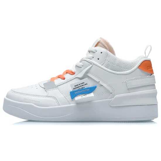 LINING CF Skateboard Shoes Women's Mid-Top Champagne White/Soft Rose Pink