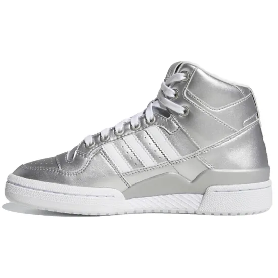 Adidas Originals FORUM Skateboarding Shoes Women's High-top Silver/White