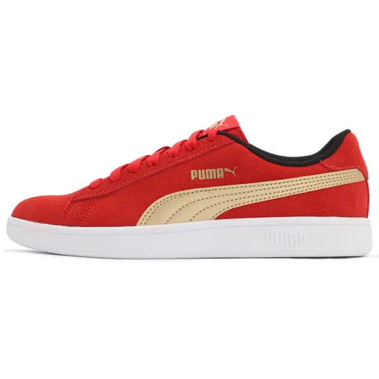 PUMA Smash Series Skateboarding Shoes Unisex Low-top Bright Red/gold/PUMA White