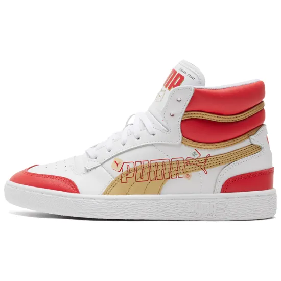 PUMA Ralph Sampson Skateboarding Shoes Unisex High-top White/Red/Gold