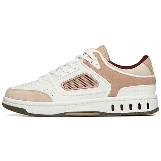 ANTA Champion Series Skateboard Shoes Men Low-Top Ivory White/Dusty Grey/Soil Brown