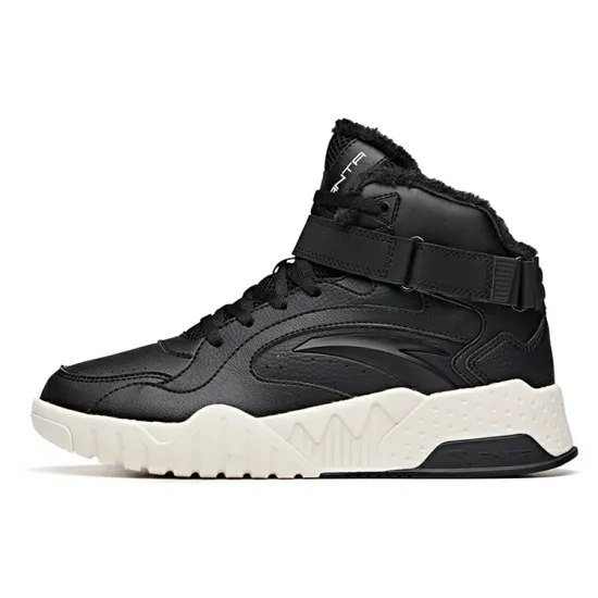 ANTA Life Collection Skateboard Shoes Women's High-Top Black White