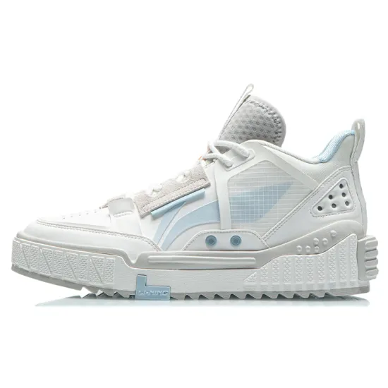 LINING Skateboard Shoes Men Mid-Top Mist White/Light Belly Blue