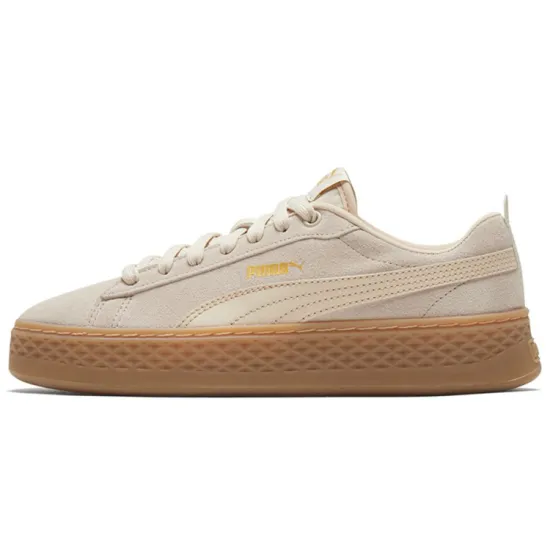 Puma Smash Platform Skateboarding Shoes Women's Low-top Light Khaki