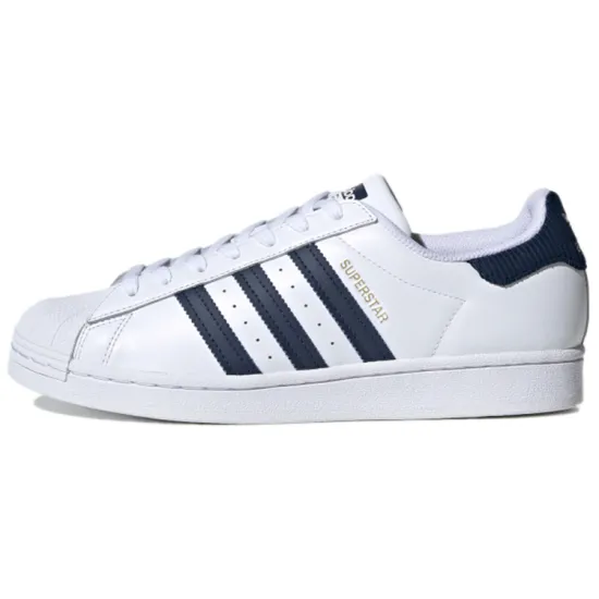 Adidas Originals Superstar Skateboard Shoes Unisex Low-top White/Blue/Gold