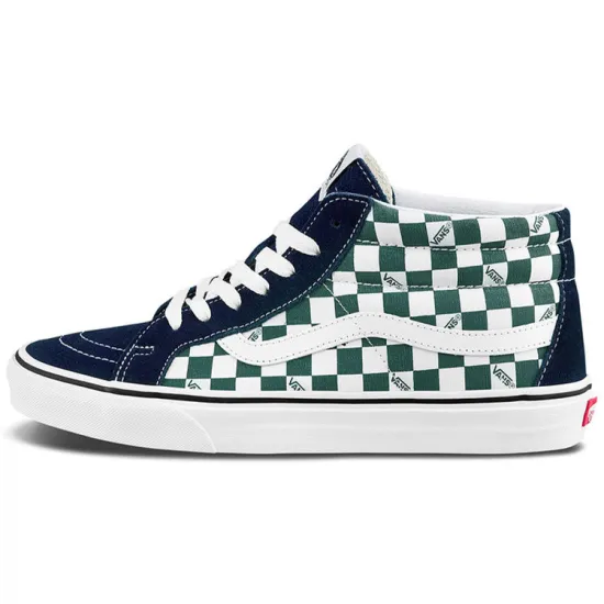 Vans SK8 Skateboarding Shoes Unisex Mid-top Green And White Checkerboard