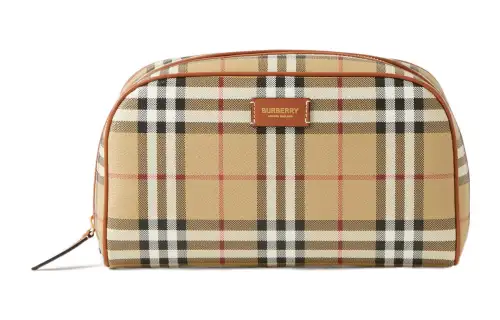 Burberry Medium Check Travel Pouch Archive Beige