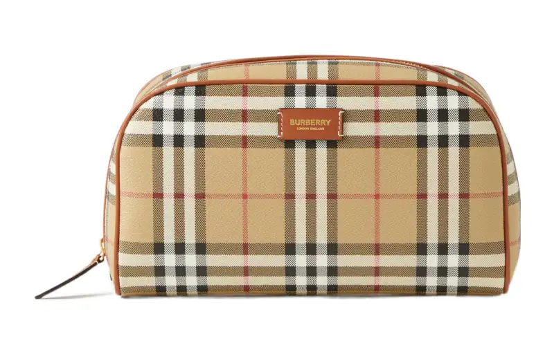 Burberry Medium Check Travel Pouch Archive Beige