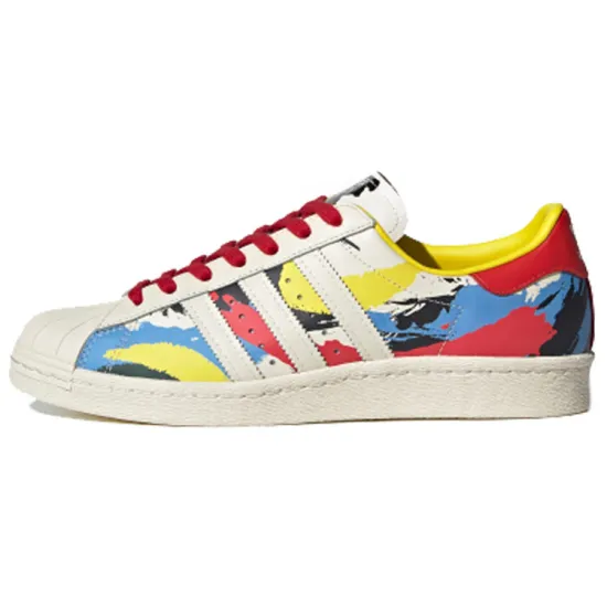Adidas Originals Superstar 80s Skateboard Shoes Unisex Low-top White/yellow/red