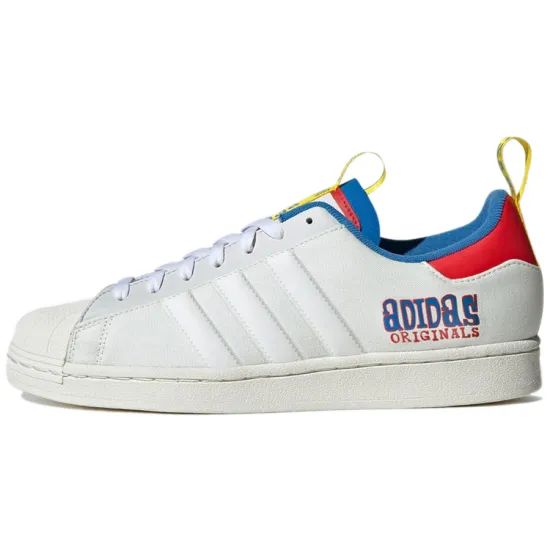 Adidas Originals Superstar Series Skateboarding Shoes Unisex Low-top White/Blue/Red