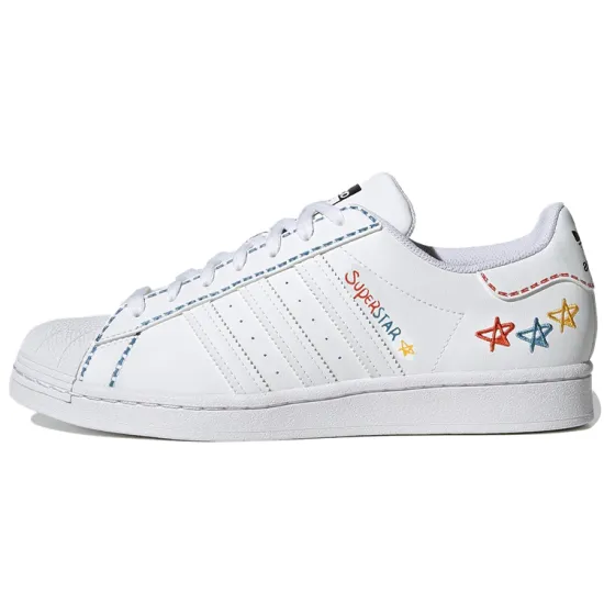 Adidas Originals Superstar Series Skateboard Shoes Unisex Low-top White/Blue/Yellow