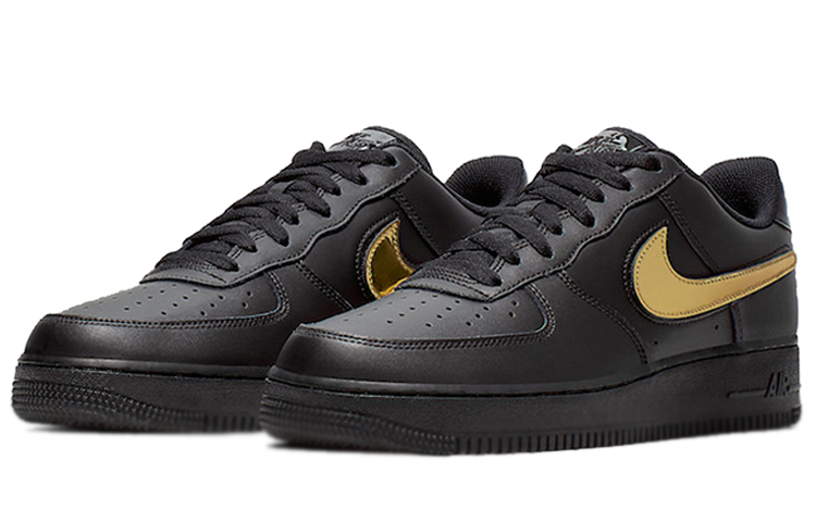 Nike Air Force 1 Low Unisex Skate Shoes Black Gold - 3