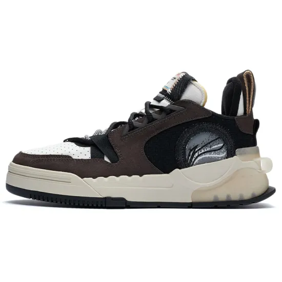 LINING Enlightenment Skateboard Shoes Men Low-Top Snow White/Charcoal Brown/Black