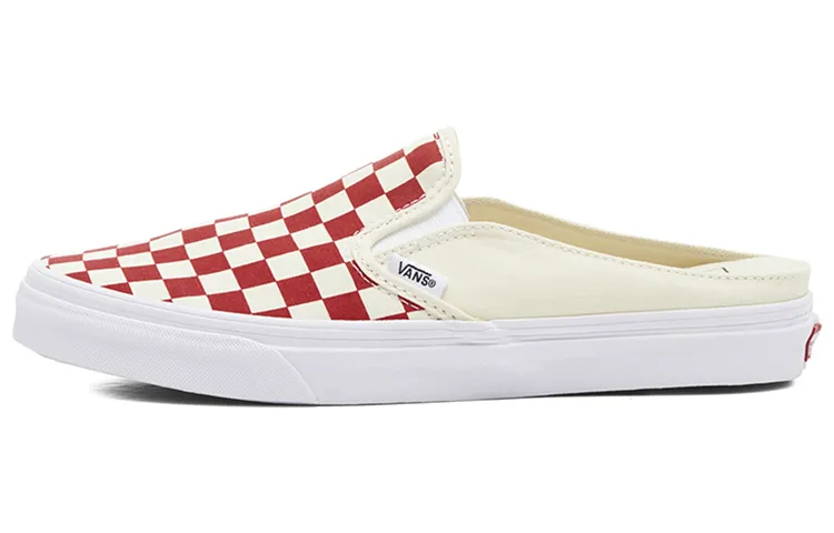Vans Slip on Mules Lightweight Low top Skateboard Shoes Unisex Red White Plaid