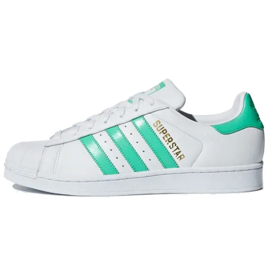 Adidas Originals Superstar Skateboard Shoes Unisex Low-top White/mint Green