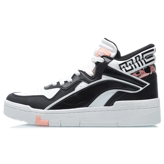 LINING Wave Skateboard Shoes Women's Mid-Top Black White
