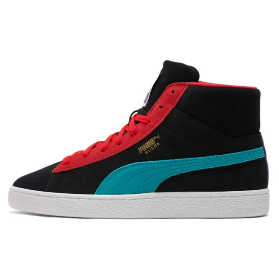 Puma Suede Mid Black Viridian Green Red