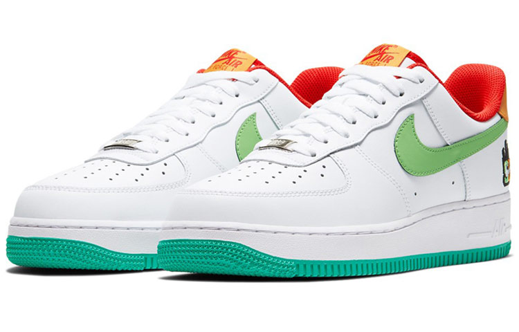 Unisex Nike Air Force 1 Low Skate shoes White/Green/Orange/Teal - 2