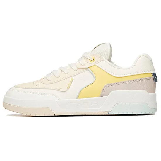 ANTA Life Collection Skateboard Shoes Women's Low-Top White Yellow